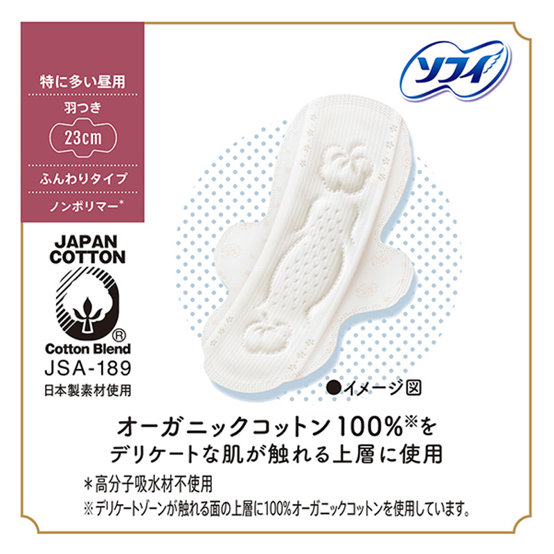 ソフィ はだおもい オーガニックコットン 特に多い昼用 羽つき 23cm 24個入