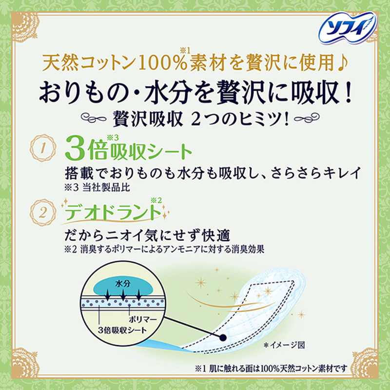 ソフィ Kiyora贅沢吸収 天然コットン100 ふつうの日用 52枚