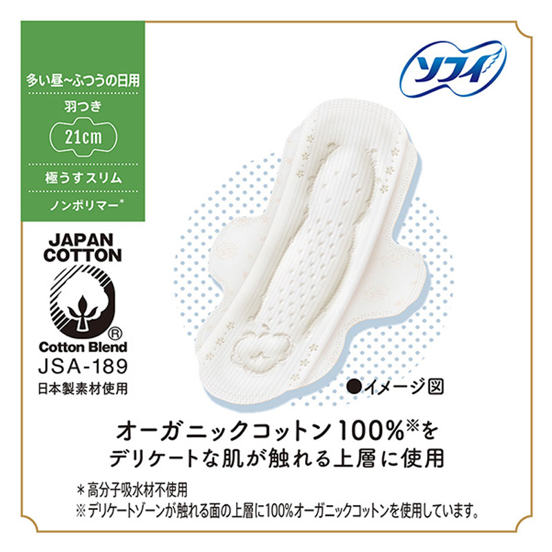ソフィ はだおもい オーガニックスリム 21cm 羽付き 17枚