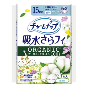 チャームナップ 吸水さらフィ オーガニックコットン 少量用 無香料 羽なし 15cc  24枚入