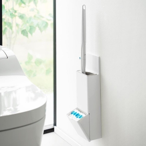 【お取り寄せ商品】ウォール替えブラシ収納付き 流せるトイレブラシホルダー 石こうボード壁対応 Plate(プレート) ホワイト
