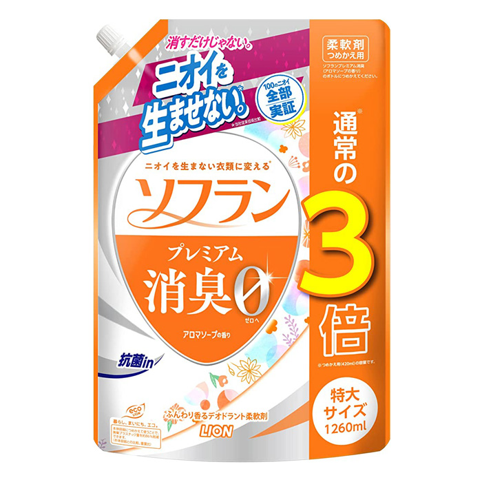 柔軟剤 ソフランプレミアム消臭 アロマソープ 詰替特大 1260ml