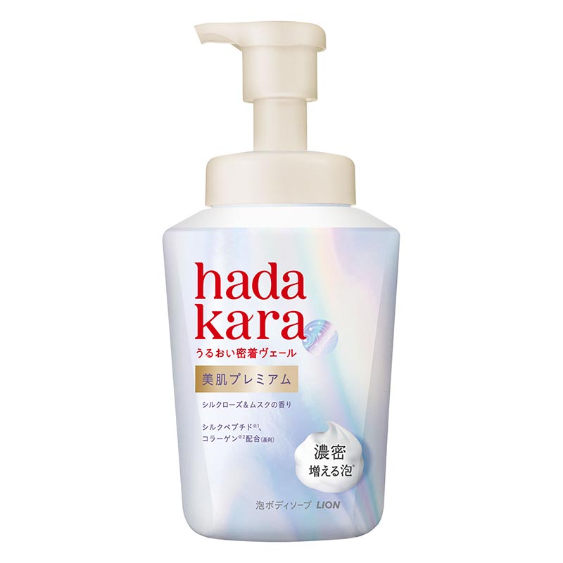 hadakara 美肌プレミアム モイストボディケアソープ 泡タイプ 本体 シルクローズ＆ムスクの香り 500ml