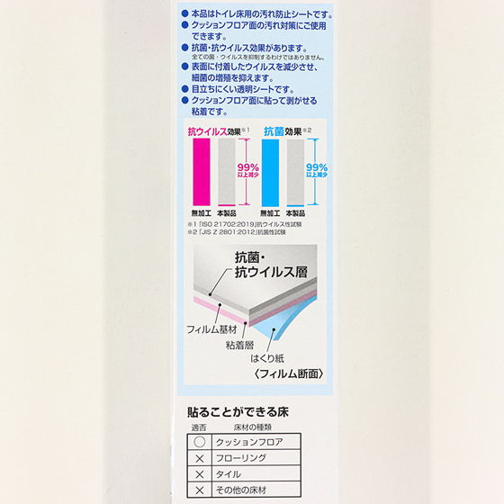 【お取り寄せ商品】トイレの床汚れ防止シート 56×45cm 透明(貼って剥がせる粘着)