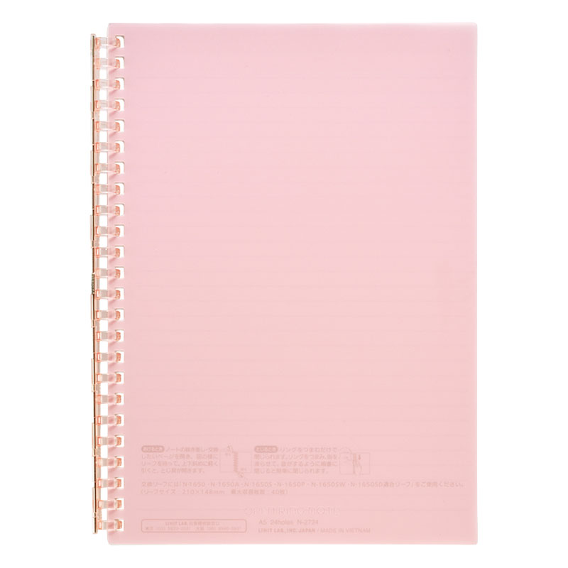 オープンリングノート A5 24穴 ピンク