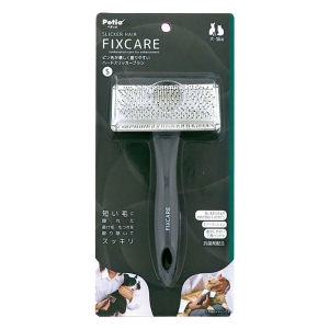 犬猫用 FIXCARE ピン先が優しく握りやすい ハードスリッカーブラシ S