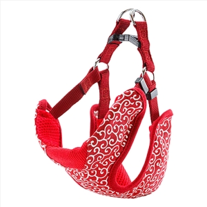 犬雅 唐草ベストハーネス M レッド