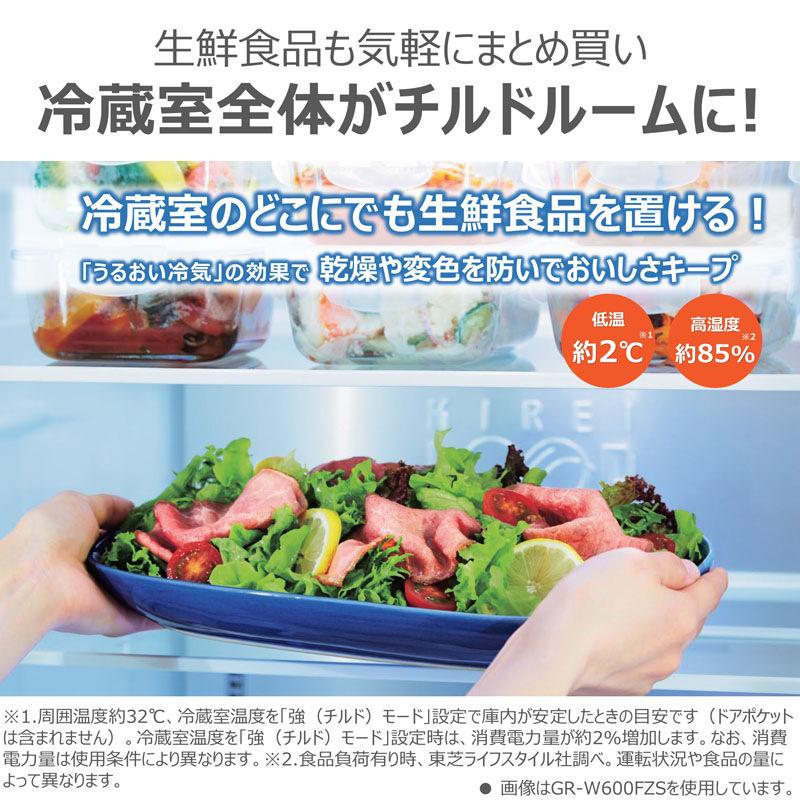 【お取り寄せ商品】508L 6ドア冷蔵庫 GR-Y510FZ-ZH アッシュグレージュ