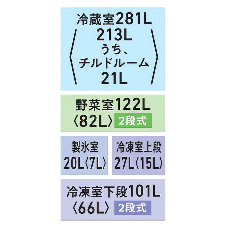 551L 6ドア 冷蔵庫 グランホワイト GR-W550FK-EW