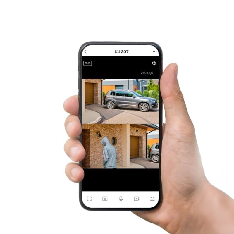 スマートカメラ 2眼 防水 首振 照明 屋外用 ホワイト KJ-207