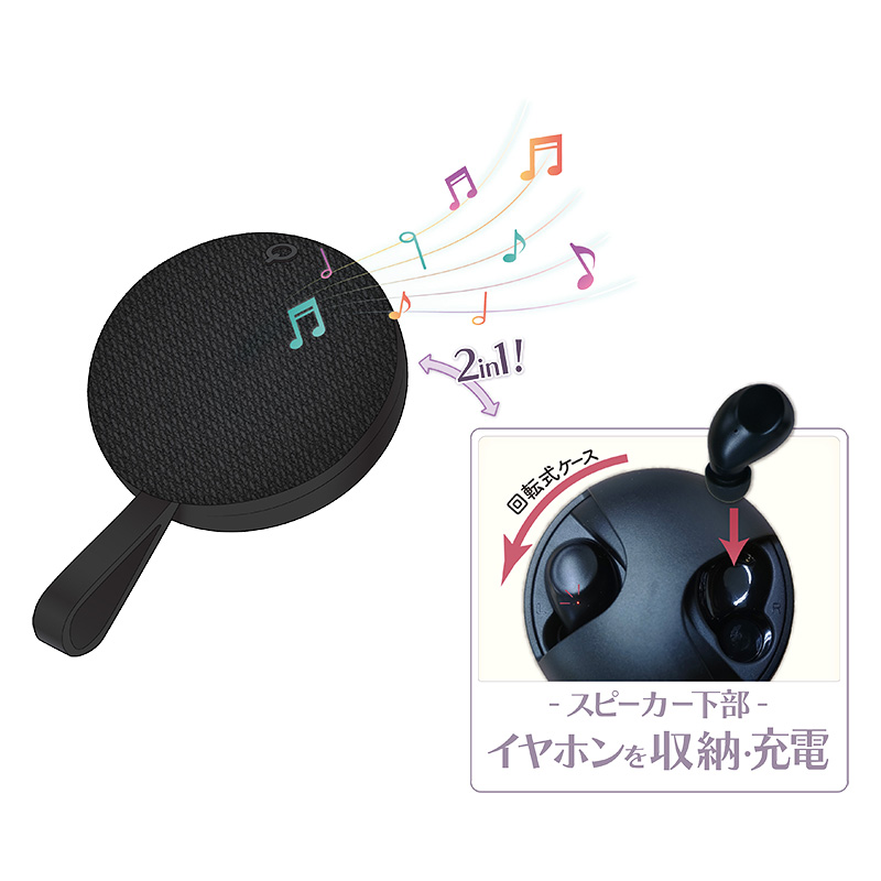 2in1スピーカー搭載 完全ワイヤレスイヤホン BL-129 ブラック