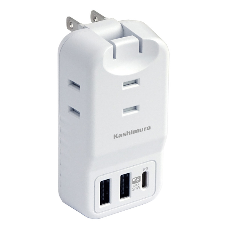 3AC3USB 2A+C PD20W リバーシブル 自動識別 電源タップ WH