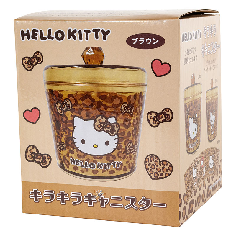 キラキラキャニスター ハローキティ ヒョウ柄 ブラウン