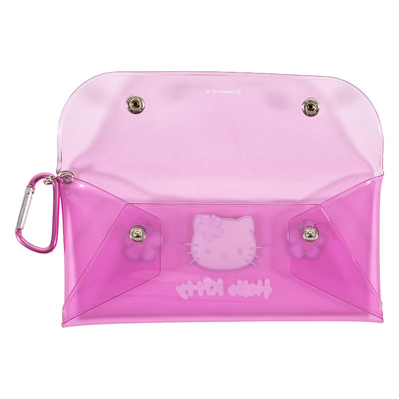 カラビナ付き クリアロングポーチ ハローキティ 日焼け SAC-CCL-KTHI