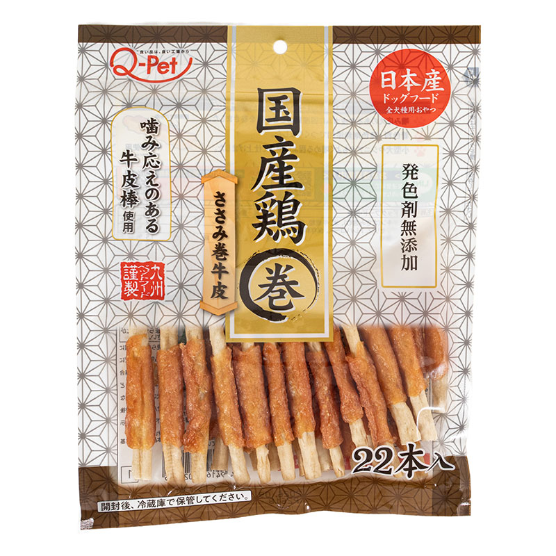 Q-Pet 国産鶏 ささみ巻き牛皮 22本