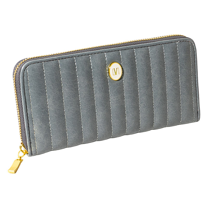 キルト長財布 グレー