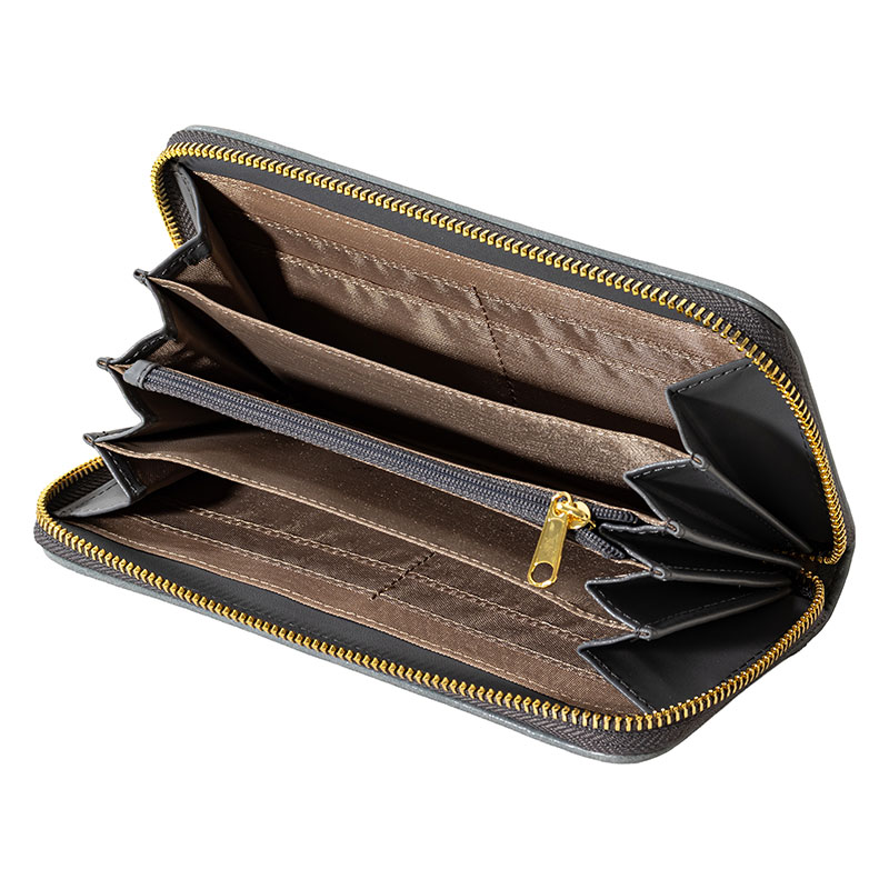 キルト長財布 グレー