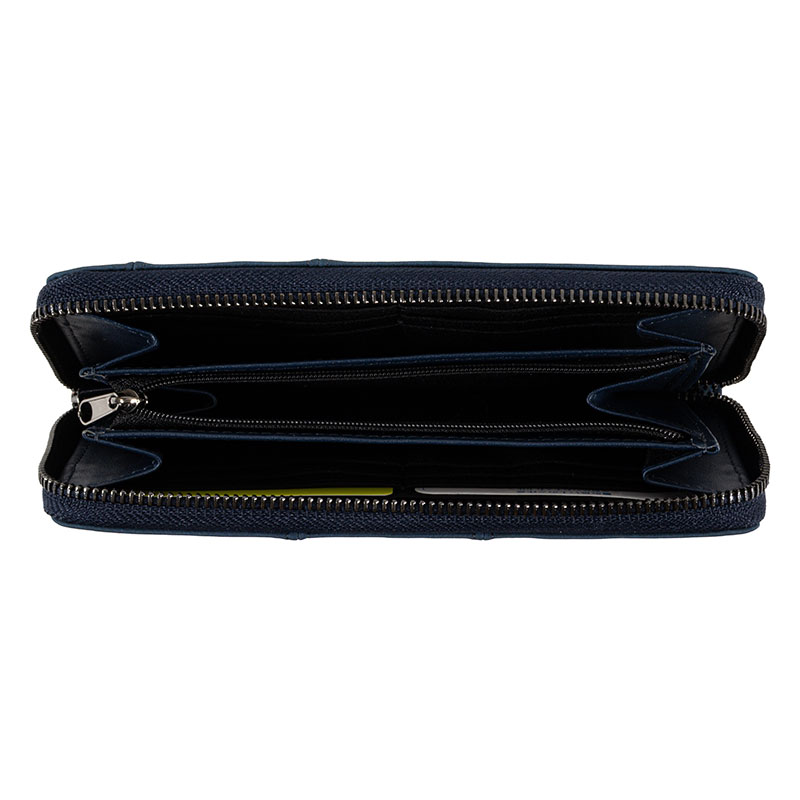 LOGOS Park 型押し 長財布 ラウンドファスナー 合成皮革 ネイビー