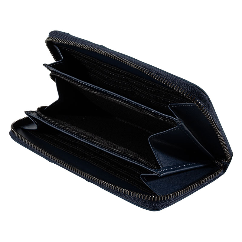 LOGOS Park 型押し 長財布 ラウンドファスナー 合成皮革 ネイビー