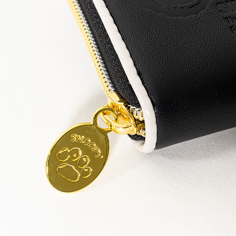 スヌーピー 型押し 長財布 ブラック