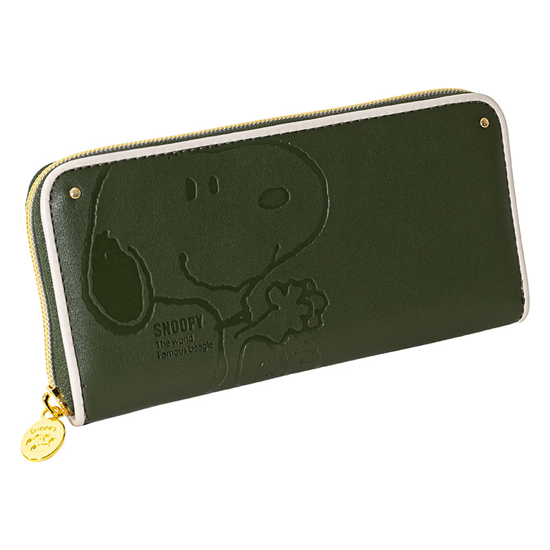 スヌーピー 型押し 長財布 ブラウン