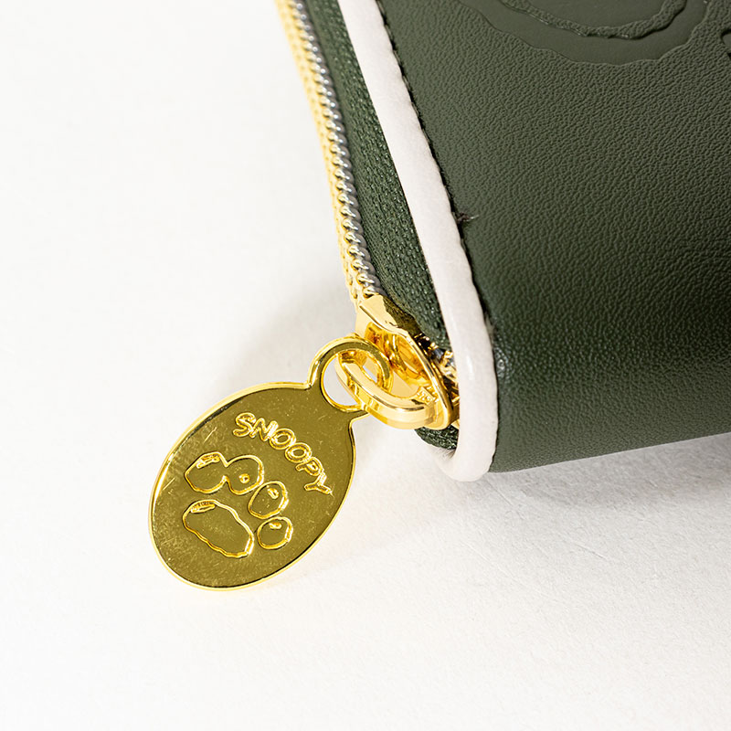 スヌーピー 型押し 長財布 ブラウン