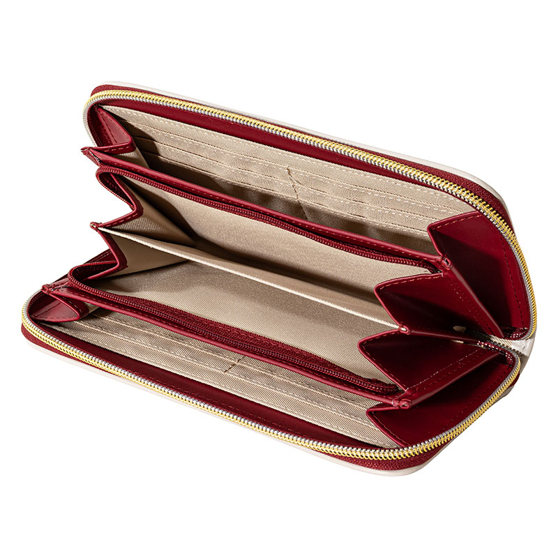 スヌーピー 型押し 長財布 ワインレッド