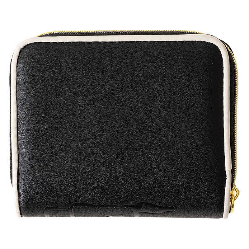 スヌーピー 型押し 二つ折り財布 ブラック