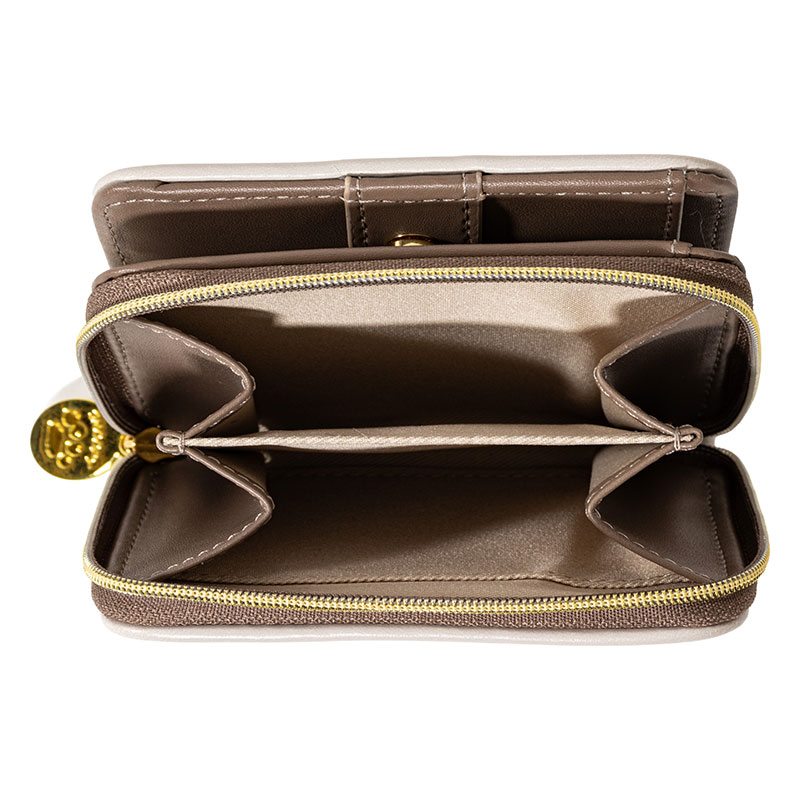 スヌーピー 型押し 二つ折り財布 グレー