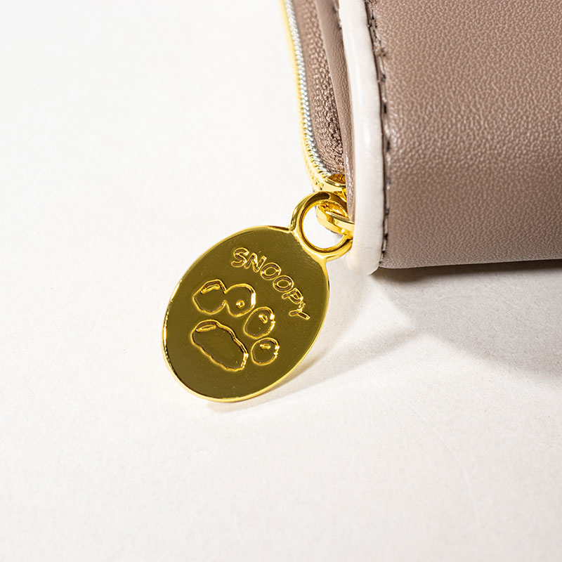 スヌーピー 型押し 二つ折り財布 グレー