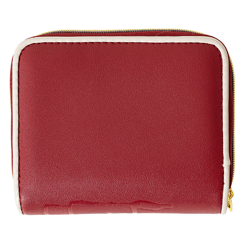 スヌーピー 型押し 二つ折り財布 ワインレッド