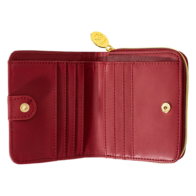 スヌーピー 型押し 二つ折り財布 ワインレッド