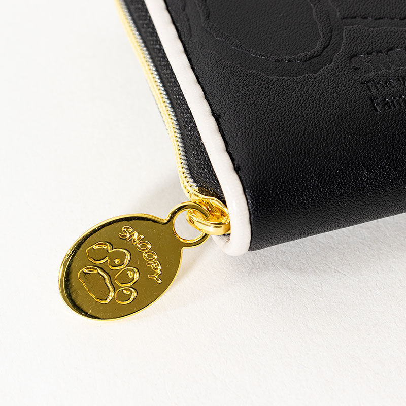 スヌーピー 型押し 小銭入れ ブラック