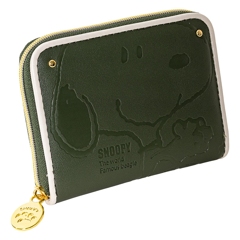 スヌーピー 型押し 小銭入れ ブラウン