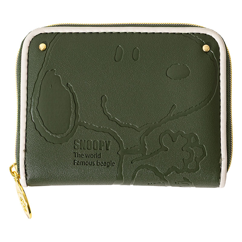 スヌーピー 型押し 小銭入れ ブラウン