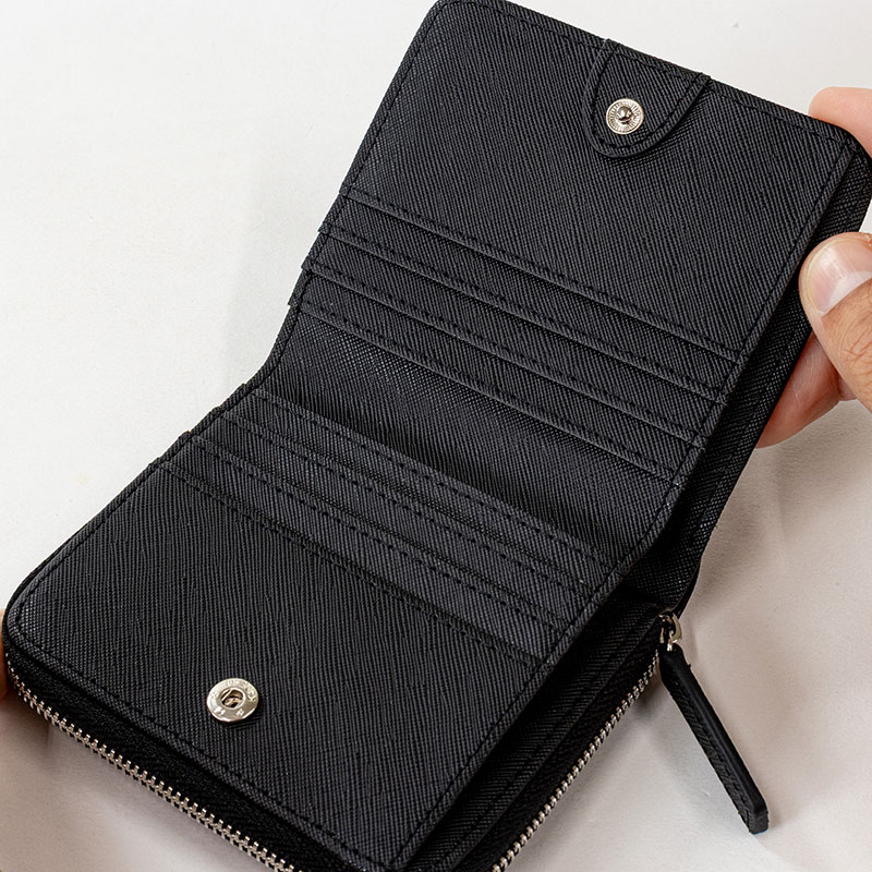 A|C DESIGN BY ALPHA CUBIC 角シボ 二つ折り財布 牛革 ブラック