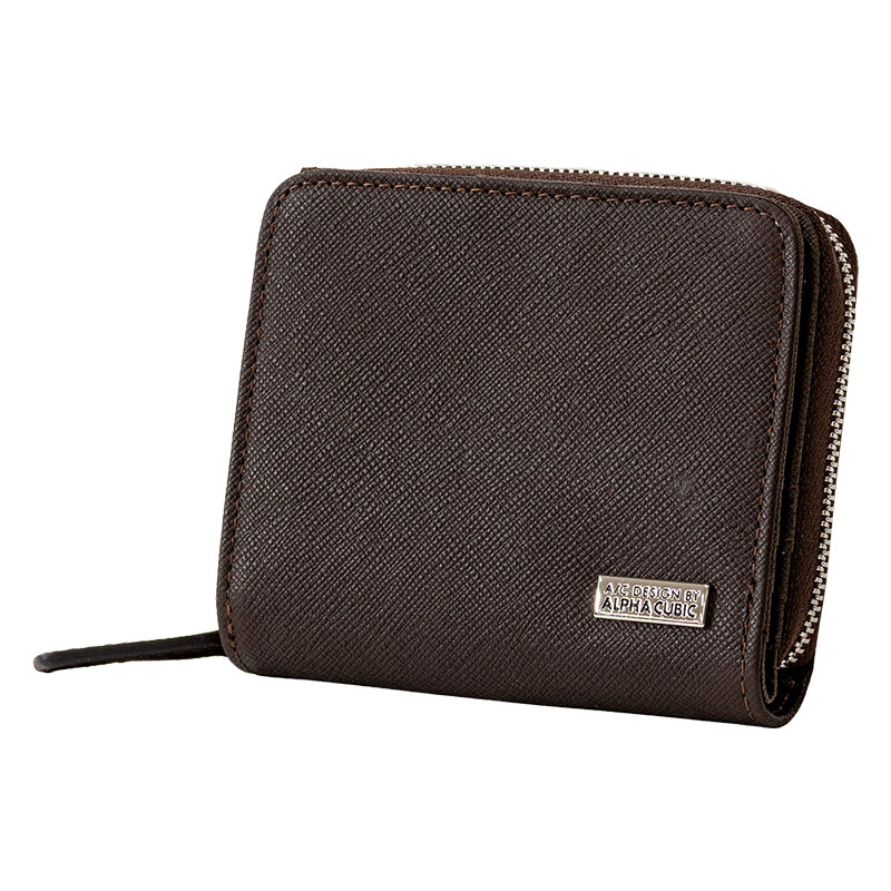 ALPHA CUBIC 二つ折り財布 牛革 ブラウン