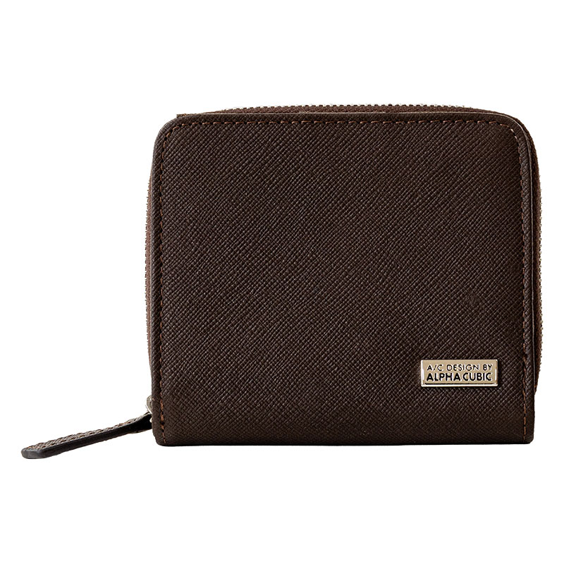 ALPHA CUBIC 二つ折り財布 牛革 ブラウン