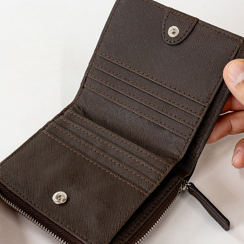 ALPHA CUBIC 二つ折り財布 牛革 ブラウン