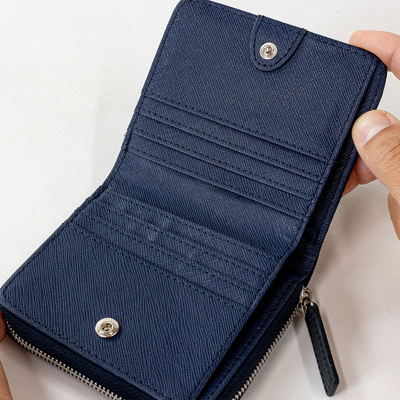 ALPHA CUBIC 二つ折り財布 牛革 ネイビー