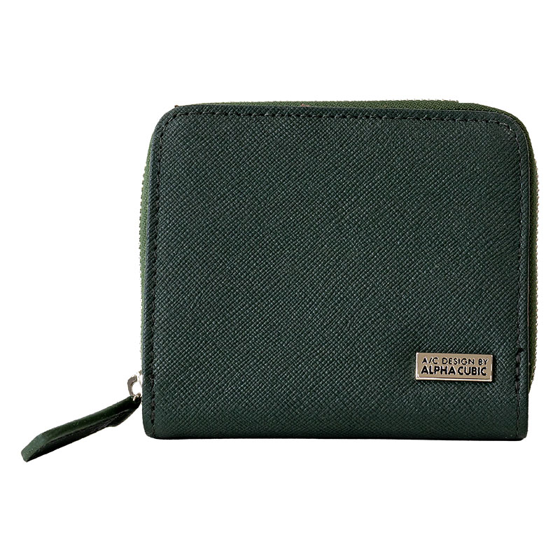 ALPHA CUBIC 二つ折り財布 牛革 グリーン