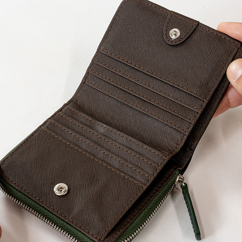 ALPHA CUBIC 二つ折り財布 牛革 グリーン