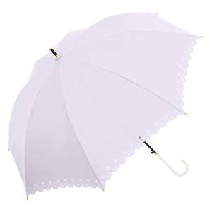 レディース 晴雨兼用 長傘 UV フラワーヒートカット 58cm ラベンダー