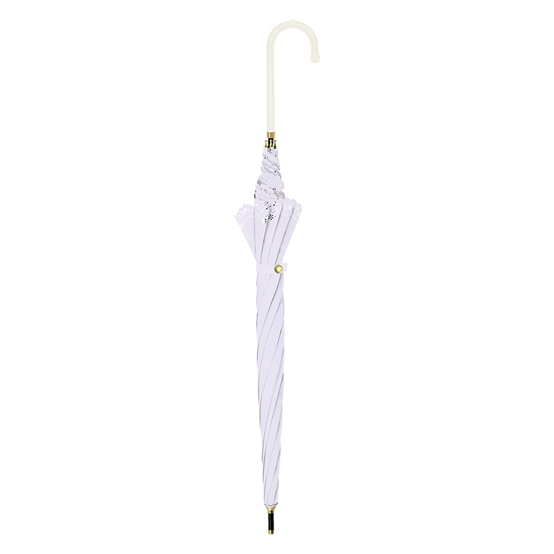 レディース 晴雨兼用 長傘 UV フラワーヒートカット 58cm ラベンダー