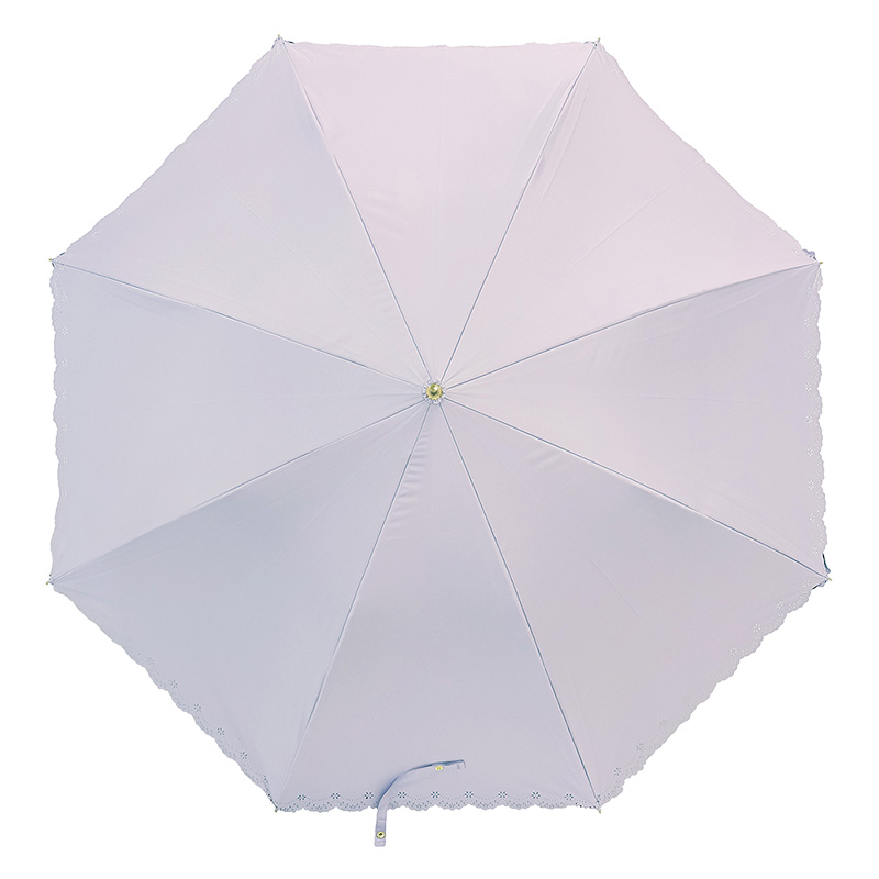 レディース 晴雨兼用 長傘 UV フラワーヒートカット 58cm ラベンダー