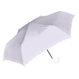 レディース 晴雨兼用 折り畳み傘 UV フラワーヒートカット 55cm ラベンダー