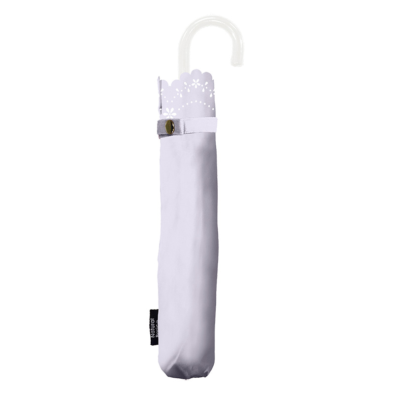 レディース 晴雨兼用 折り畳み傘 UV フラワーヒートカット 55cm ラベンダー