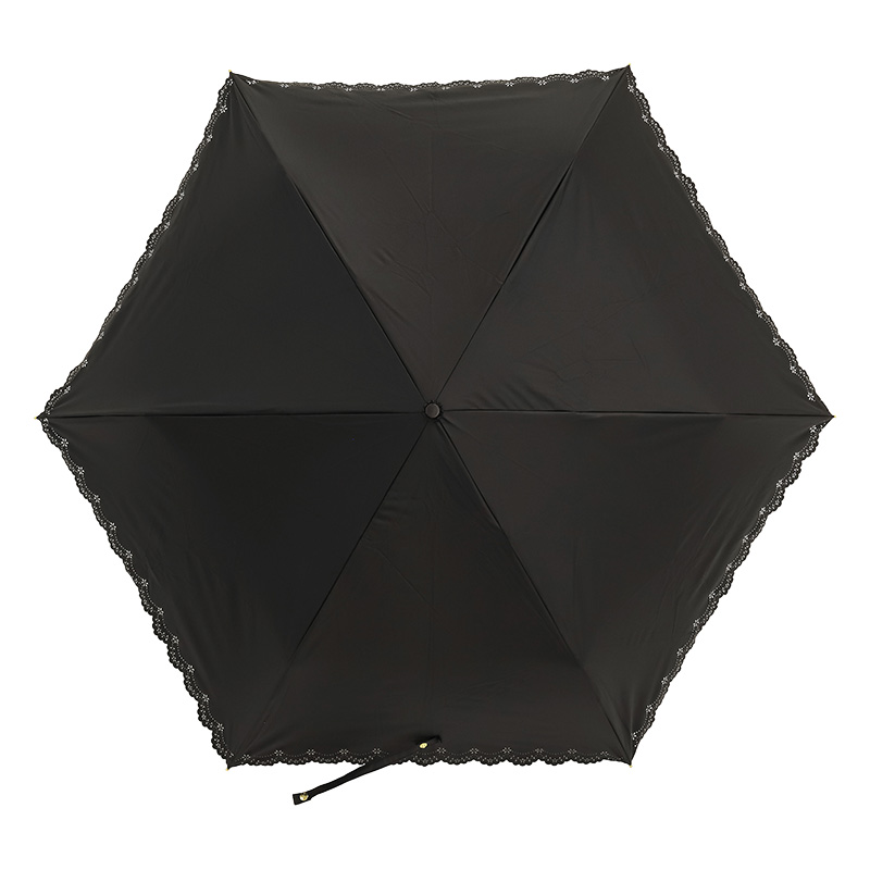 レディース 晴雨兼用 折り畳み傘 フラワーヒートカット 55cm ブラック