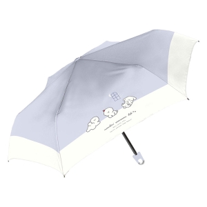 UV 折りたたみ傘 のんびりわんこ 晴雨兼用 50cm パープル