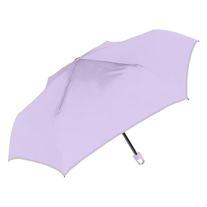 キッズ UV 折りたたみ傘 無地 晴雨兼用 50cm パープル